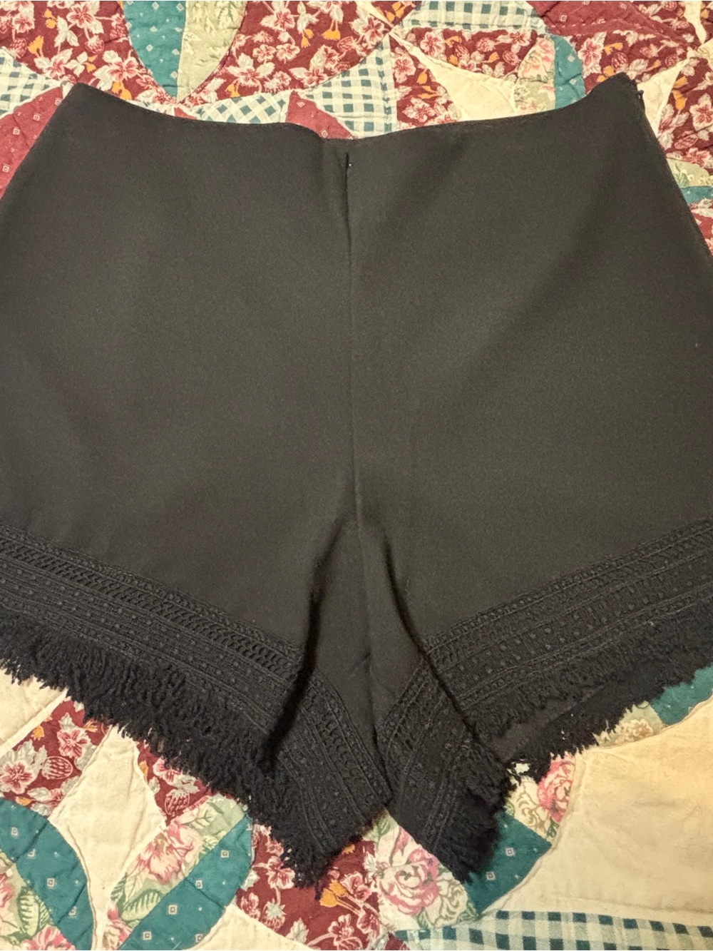 cupcakes & cashmere Black High-Waist Fringe Crochet Shorts